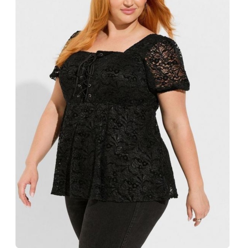TORRID NWT Babydoll Chenille Lace Square Neck Blouse